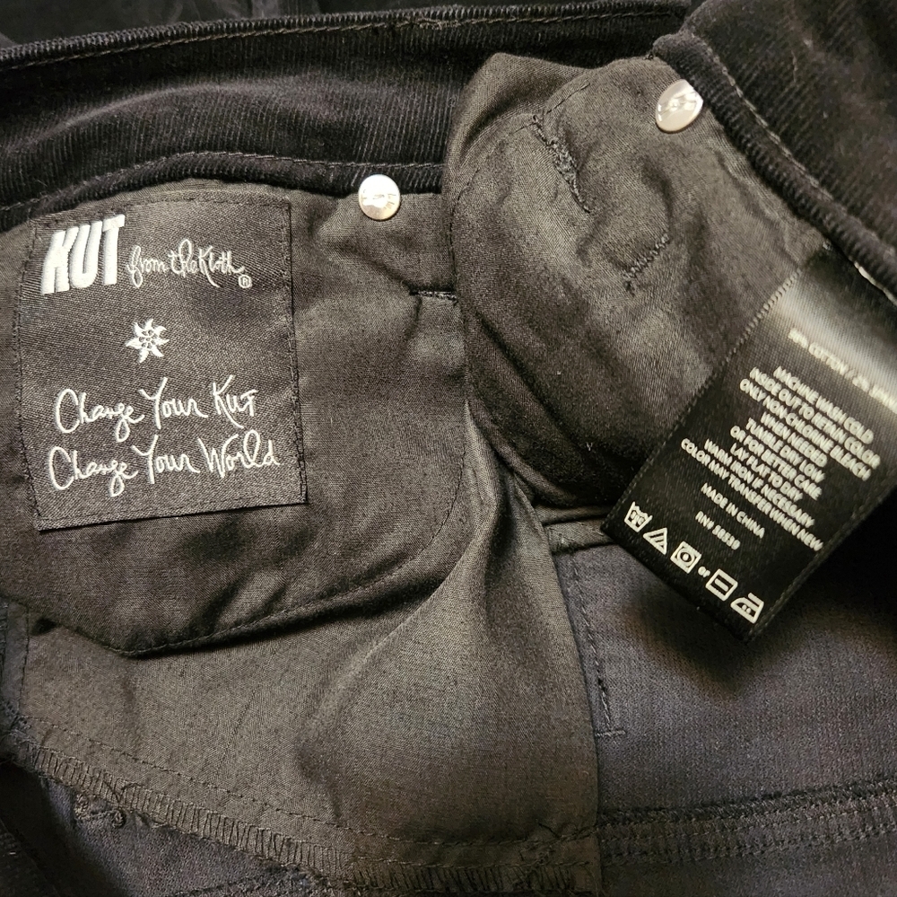Kut from the Kloth Black Catherine Boyfriend Corduroy Pants SZ 14 - Picture 7 of 10